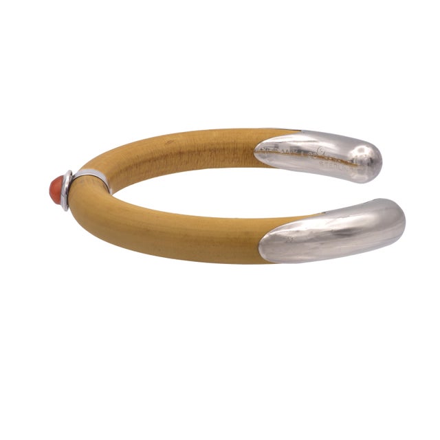 Tiffany and Co. Vintage Tiffany & Co. Elsa Peretti Silver Rattan Wood Cuff Bracelet C. 1976 For Sale - Image 4 of 10