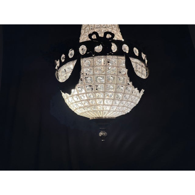 1970 French Charcoal Bronze Crystal Chandelier 1pc For Sale - Image 4 of 15