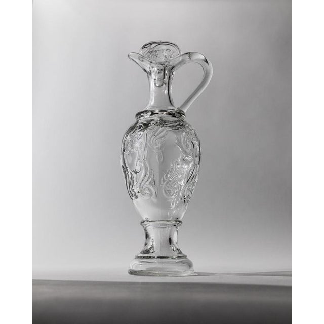 Vintage Sculptural Pressed Clear Glass Decanter with Patterned Texture and Stopper, Italy, 1960s For Sale - Image 4 of 11