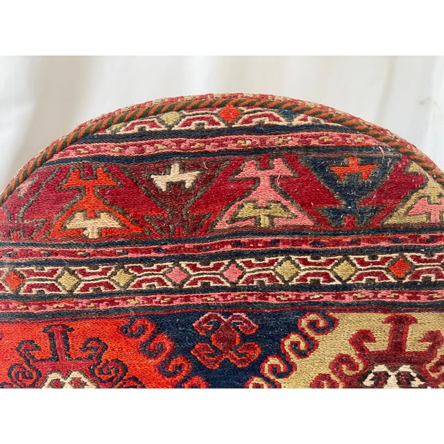 Vintage Hand Woven Kilim Upholstered Ottoman Pouf For Sale - Image 4 of 13