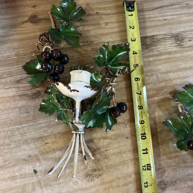 1970s Pair of Italian Tole Candle Sconces For Sale - Image 9 of 10