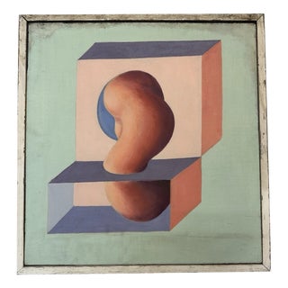 Metaphysical Geometric Bio Pink Pipe, 1969, Oil Painting on Canvas, Framed For Sale