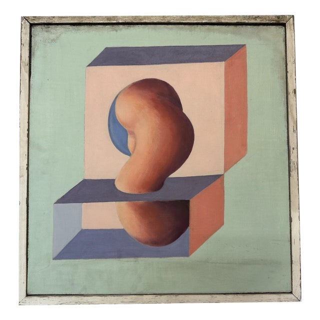 Metaphysical Geometric Bio Pink Pipe, 1969, Oil Painting on Canvas, Framed For Sale