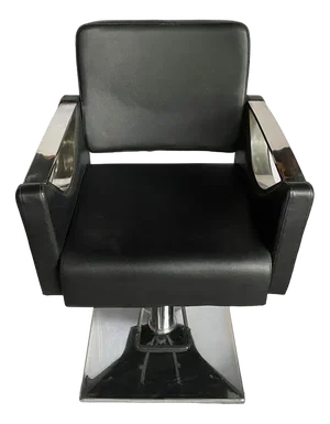 Skai Hairdresser Chair with Chromed Metal Armrests and Black Skai Leather, 2010s
