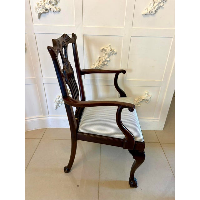 White Antique Mid 19th Century Irish Carved Mahogany Dining Chairs with Carvers and Ball & Claw Feet, 1850s, Set of 10 For Sale - Image 8 of 18
