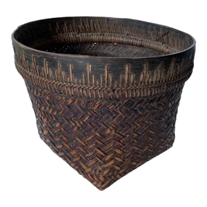 Rattan Basket Dayak Tribe Hand-Woven From Kalimantan, Borneo, Mid 20th Century