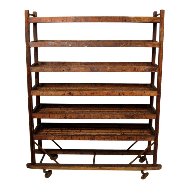 Antique Industrial Cobbler Shoe Factory Rolling Rack Shelves Chairish
