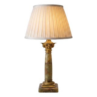 Antique Onyx Column Table Lamp with Gilt Bronze, France, 1890s For Sale