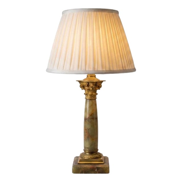 Antique Onyx Column Table Lamp with Gilt Bronze, France, 1890s For Sale