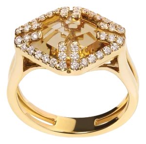 14K Yellow Gold Marquise-Cut Yellow Citrine and 1/3 Cttw Diamond Halo Cocktail Ring - Size 7