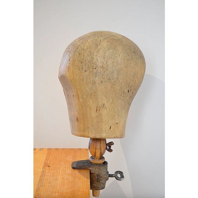 Industrial Antique Wooden Head with Mount, 1890s For Sale - Image 3 of 9