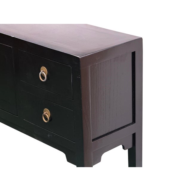 37" Black 4 Drawers Moon Face Slim Narrow Foyer Console Side Table For Sale - Image 12 of 12