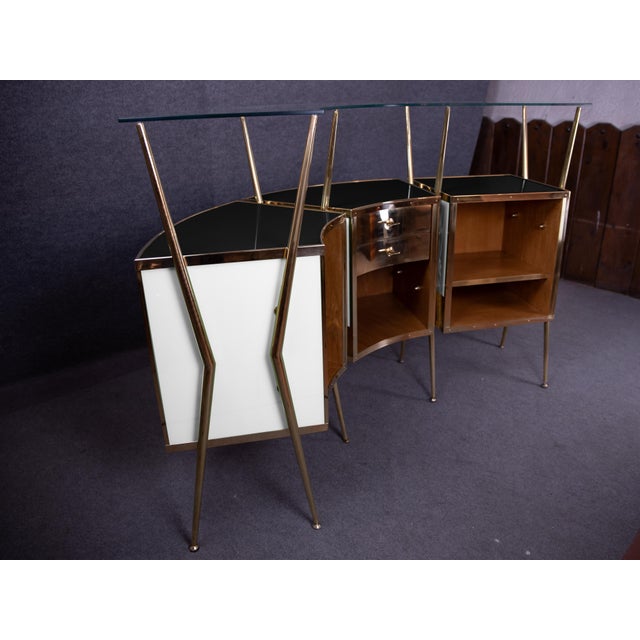 Curved Cocktail Bar in Black and White Murano Glass and Brass from Justfurnituress SRL For Sale - Image 9 of 10