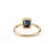 Metal 18k Gold Blue Sapphire Square Ring With Pinion Bezel Black Rhodium Size 5.5 For Sale - Image 7 of 16