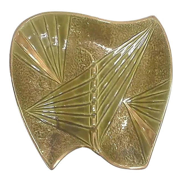 Mid-Century Atomic Olive Green and Gold Large Atomic Ashtray, Usa For Sale