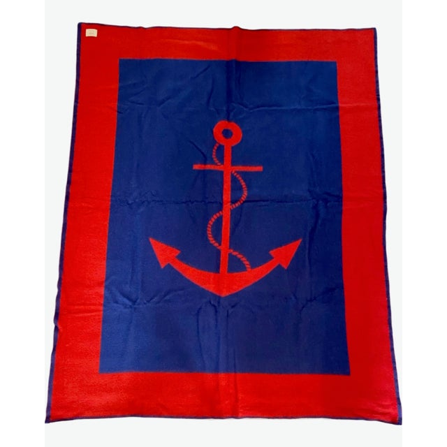 Asprey for Cunard Nautical Anchor Wool Blanket For Sale - Image 9 of 9