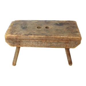 Rustic Pine Farmhouse Footstool/Riser, Raw Wood Finish