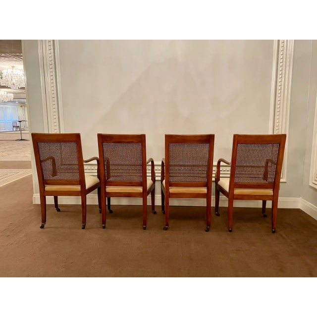 French Empire Style Mohair & Cane Arm Chairs - Set of 4 For Sale - Image 9 of 12