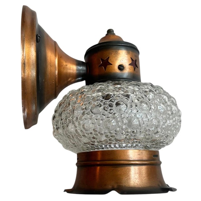 Copper Bubble Glass and Stars Wall Sconce, Circa 1920 For Sale - Image 4 of 6