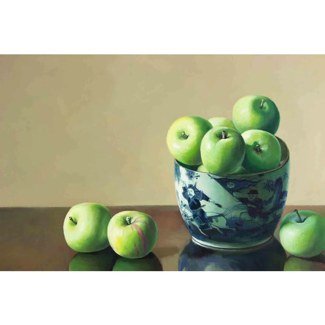 Zhang Wei Guang, Green Apples on Table, Oil on Canvas, 2010s For Sale - Image 4 of 7