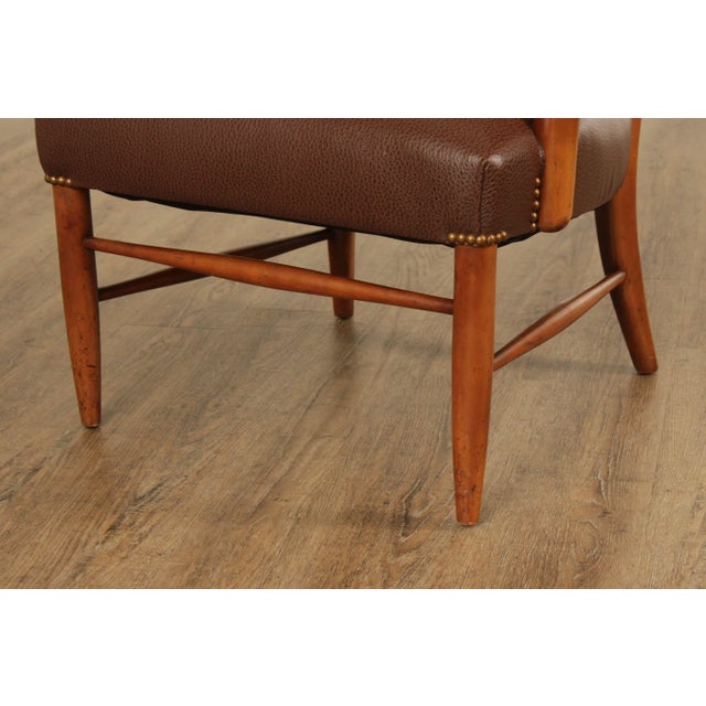Mid 20th Century Mid Century Unusual High Back Sculpted Maple & Leather Arm Chair For Sale - Image 5 of 12
