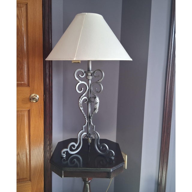 This hand forged German French style wrought iron lamp was made by the Kaeder Lamp Company from Germany that was started...