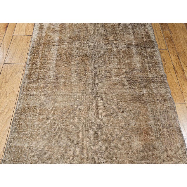 Textile Antique Turkish Oushak Runner, Hand-Knotted Wool, Taupe, Early 1900s, 4' x 13' For Sale - Image 7 of 11
