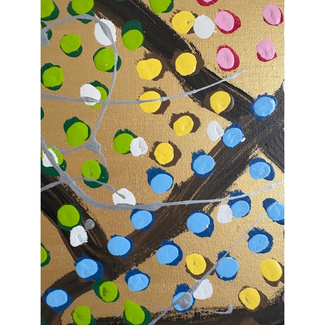 Textile Oil Painting - Porch View on Gold by Barry Elisofon For Sale - Image 7 of 8