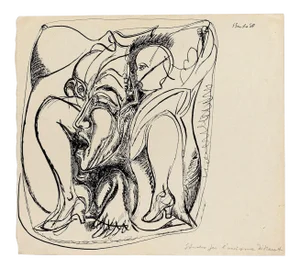 Study for the Murder of Marat - Original China Ink Drawing - 1968 1968