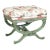 Green Painted decorated Upholstered Cerule Style Regency Bench Stool For Sale