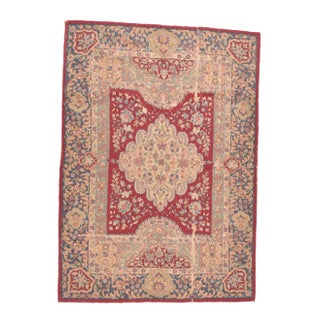Fine Vintage Hook Europian Rug, Hand Knotted, Circa 1950, Size 4'8"x6'6" For Sale