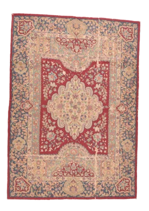 Fine Vintage Hook Europian Rug, Hand Knotted, Circa 1950, Size 4'8"x6'6"