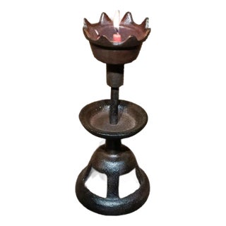 Asian Iron Casting Candle Holder For Sale
