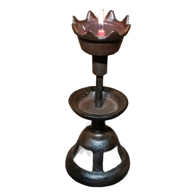 Asian Iron Casting Candle Holder For Sale