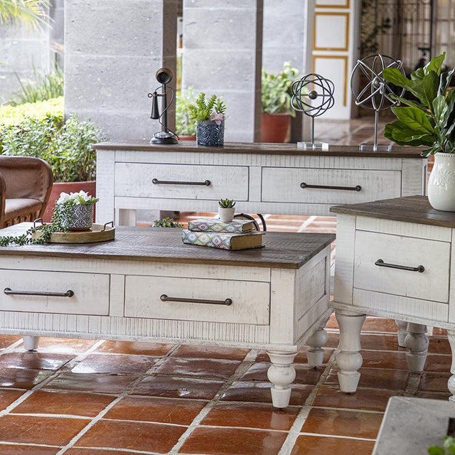 Avalon Rustic Farmhouse 2 Drawer Console Table - White For Sale In Chicago - Image 6 of 9