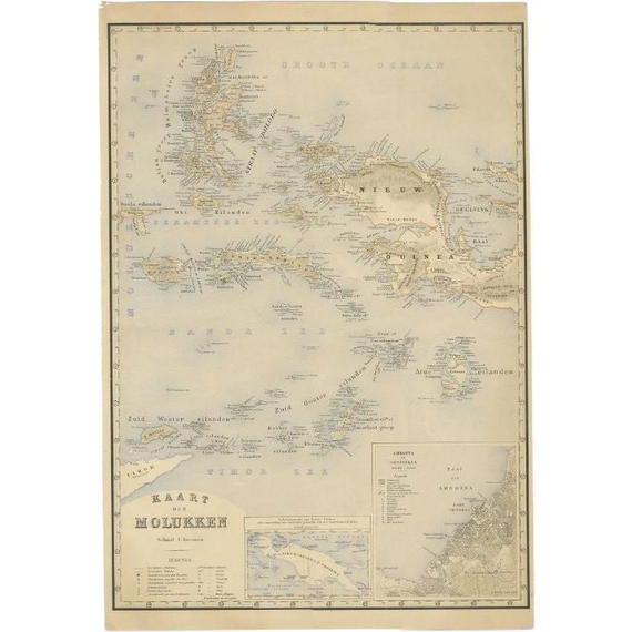 Antique Map of the Moluccas by Stemfoort, 1885 For Sale