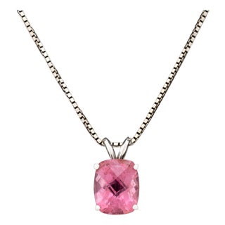 14k White Gold Rubellite Pendant Necklace For Sale