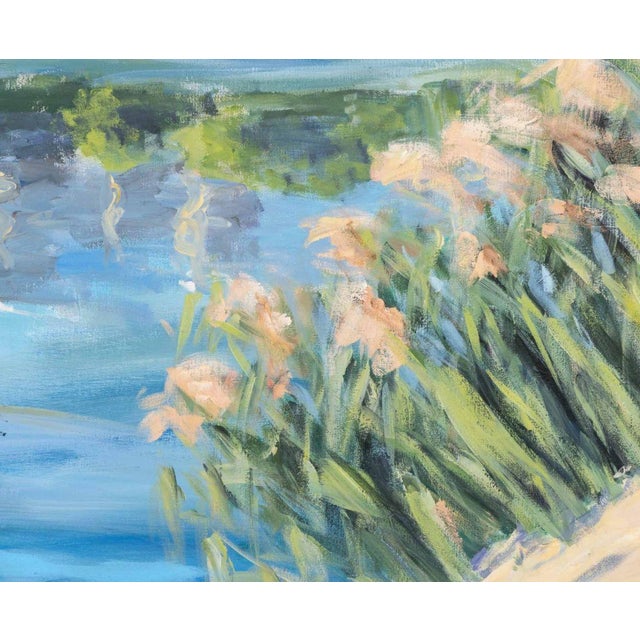 Textile Contemporary Lakeside Landscape Oil on Canvas For Sale - Image 7 of 10