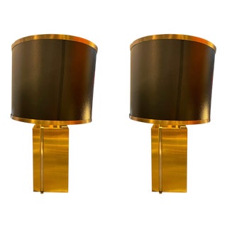 Brass and Steel Lamps, 1970s, Set of 2 For Sale