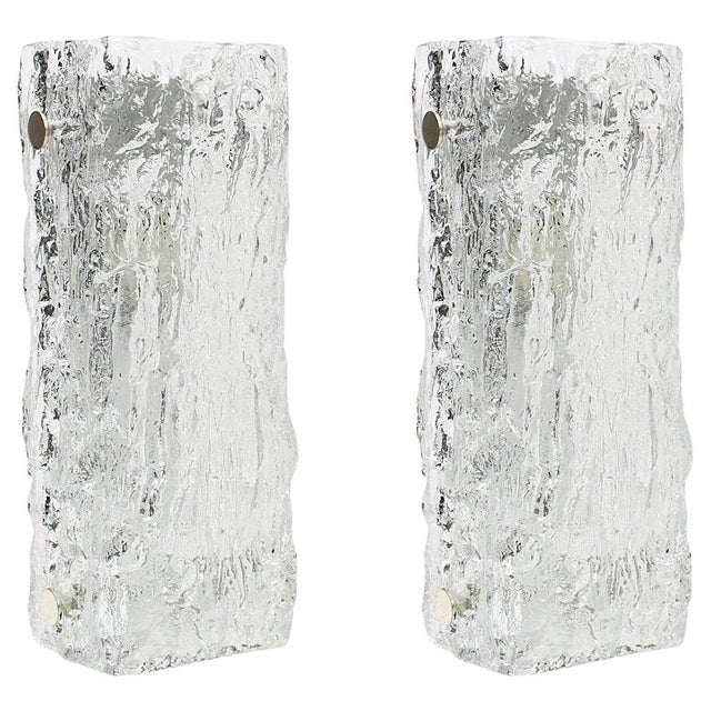 Gorgeous angular glass sconces with chrome holders by kaiser leuchten, germany, circa 1970s. High quality and in very good...