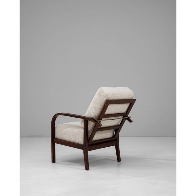 Wood 20th Century French Art Deco Upholstered Armchair With Reclining Back For Sale - Image 7 of 18