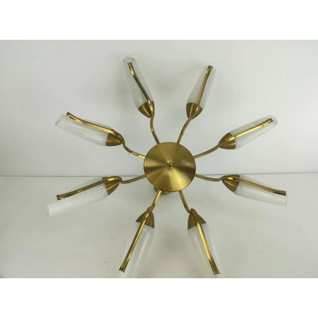 1960s Vintage Brass and Glass Chandelier, 1960s For Sale - Image 5 of 12