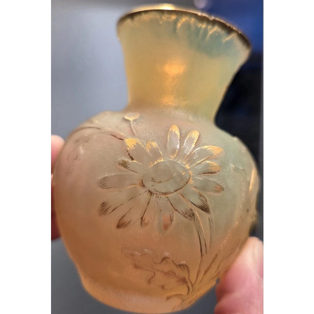 Yellow Daum Nancy (France) – Art Nouveau Speaking Vase, c.1890 For Sale - Image 8 of 12