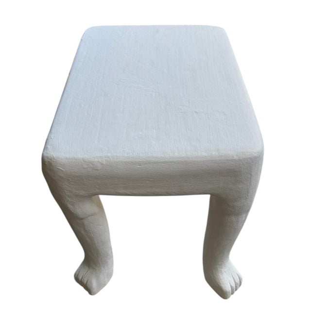 White Vintage White Plaster African Side Table in the Style of John Dickinson For Sale - Image 8 of 10