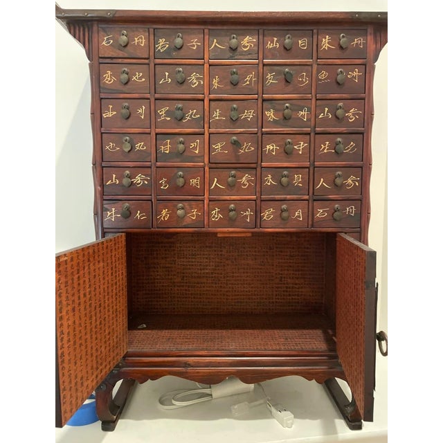 Asian 1970s Korean Hanbang Apothecary Medicine Cabinet With Chinese Characters For Sale - Image 3 of 7