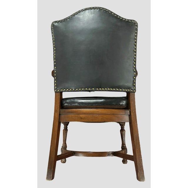 Antique Black Leather Collectible Armchairs by Colonial Chair Company Made in the Chicago Loop - Circa 1920 - A Pair For Sale In Saint Louis - Image 6 of 9