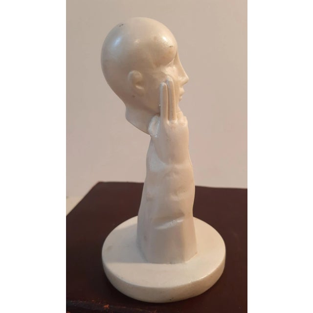 Abstract Head Hands Thinker Sculpture Figurine For Sale - Image 3 of 6