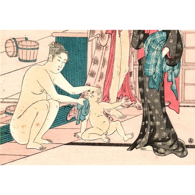 Japanese After Torii Kiyonaga (1752–1815) Women's Bathhouse (Onna Yu), Right-Hand Panel From a Diptych For Sale - Image 3 of 7