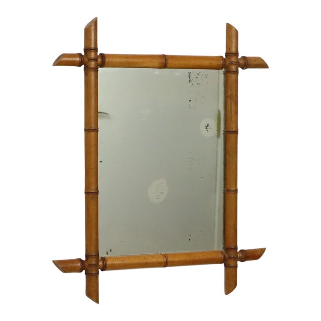 Antique faux bamboo mirror with original mirror plate and backing, entirely in Chinoiserie style; this style was very...