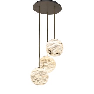 Moon Pendant Lamps by United Alabaster, Set of 3 For Sale